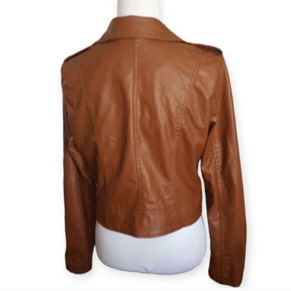 NEW LOOK COGNAC & BLACK MOTO JACKET SZ.L EUC. - Picture 5 of 9